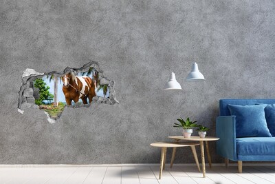 Dziura 3d fototapeta naklejka Łaciaty koń
