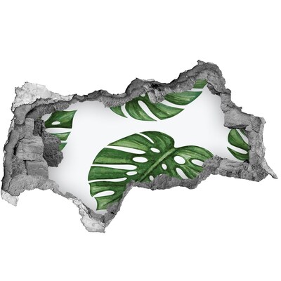 Naklejka 3D dziura na ścianę beton Monstera