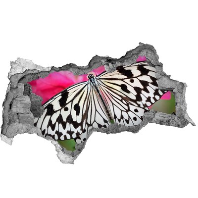 Dziura 3d fototapeta naklejka Motyl na kwiatku