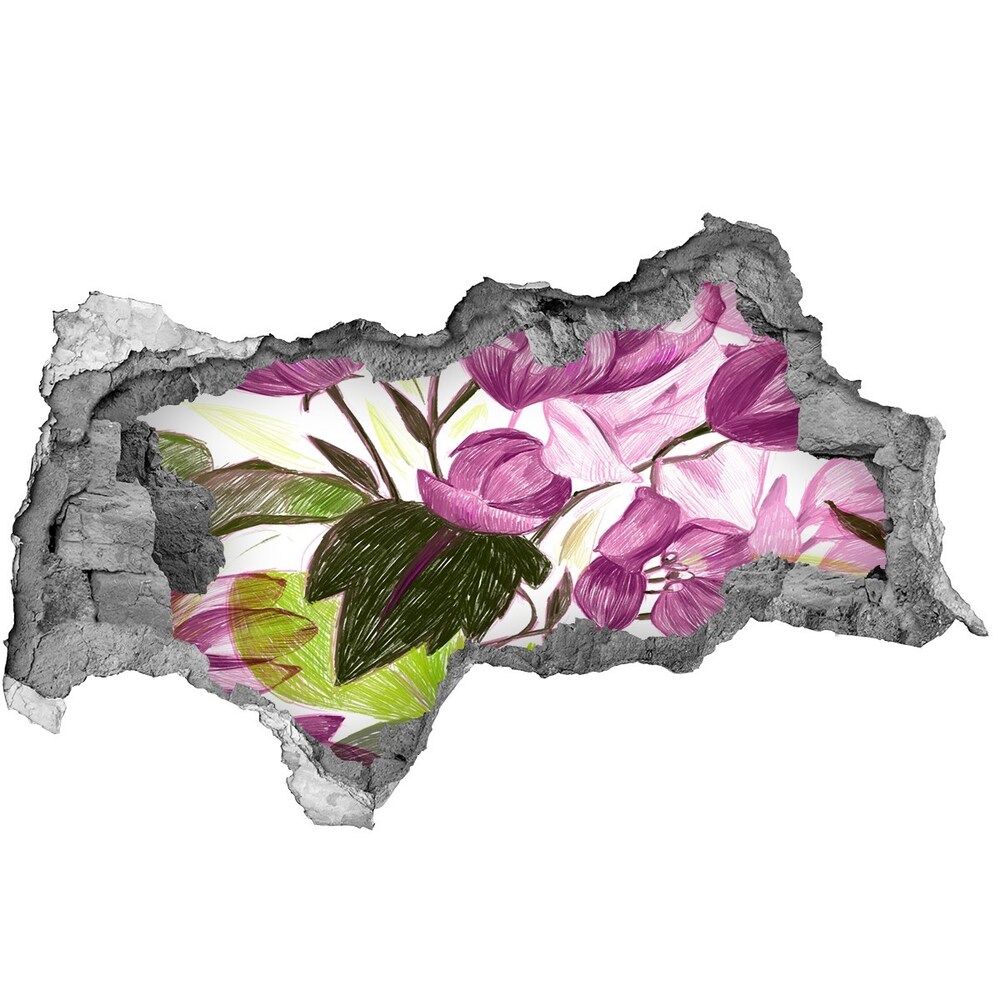 Naklejka 3D dziura na ścianę Kwiecisty wzór