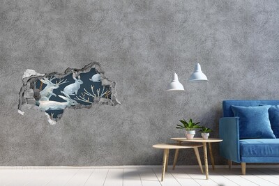 Dziura 3d fototapeta naklejka Króliki zimą