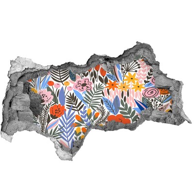 Naklejka 3D dziura na ścianę Kwiecisty wzór