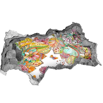 Dziura 3d fototapeta naklejka Ptak i ornamenty