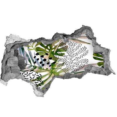 Naklejka 3D dziura na ścianę Tropikalne liście