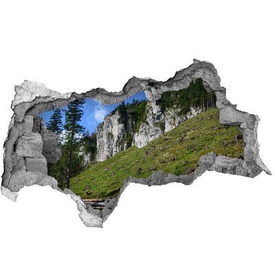 Dziura 3d w ścianie naklejka Skaliste szczyty