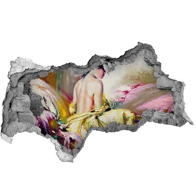 Dziura 3d fototapeta ścienna Półnaga kobieta