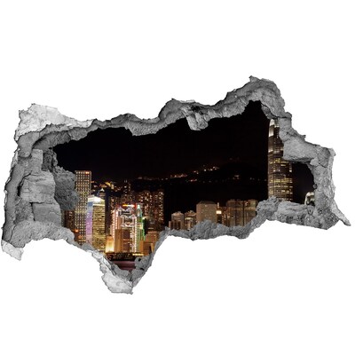 Fototapeta dziura na ścianę 3d Hongkong nocą