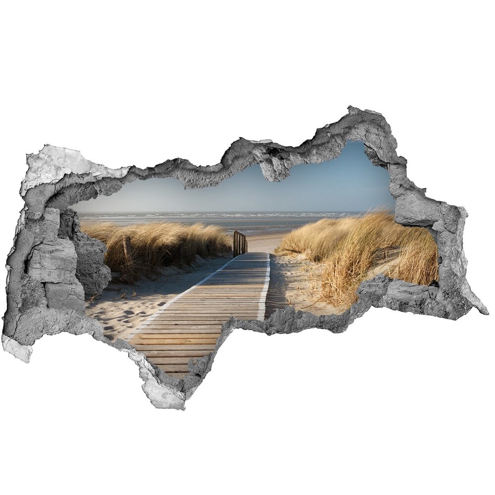 Dziura 3d w ścianie naklejka Ścieżka na plaży