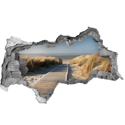 Dziura 3d w ścianie naklejka Ścieżka na plaży