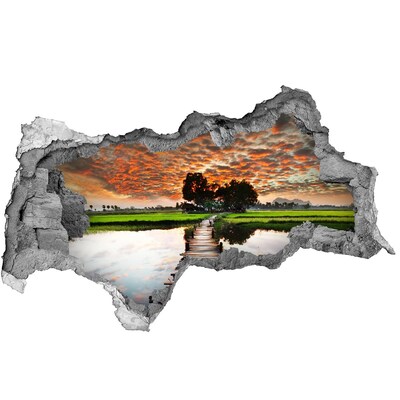 Samoprzylepna dziura na ścianę Drewniany most