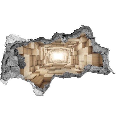 Dziura 3d fototapeta naklejka Drewniany tunel