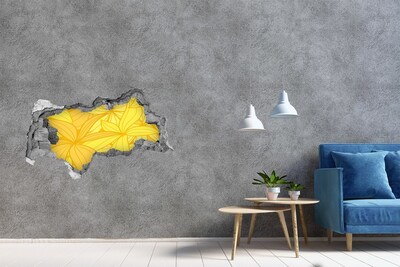 Naklejka 3D dziura na ścianę Żółte kwiaty tło
