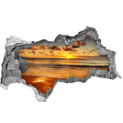 Dziura 3d w ścianie na ścianę Zachód słońca plaża
