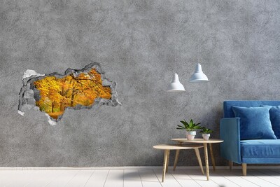Dziura 3d w ścianie naklejka Jesień w parku