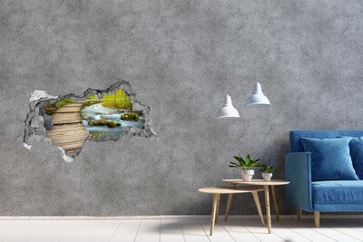 Dziura 3d w ścianie naklejka Ścieżka nad rzeką