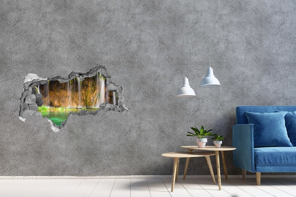 Dziura 3d w ścianie naklejka Jeziora Plitwickie
