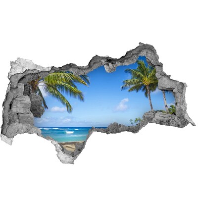 Dziura 3d w ścianie naklejka Tropikalna plaża
