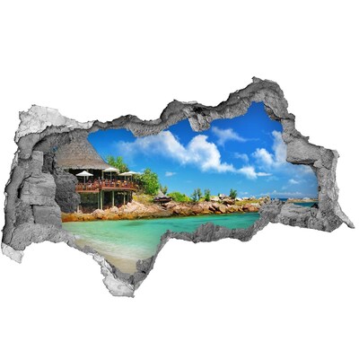Dziura 3d w ścianie na ścianę Seszele plaża