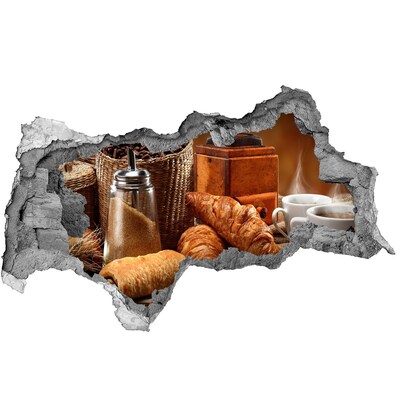 Naklejka 3D dziura okleina beton Śniadanie