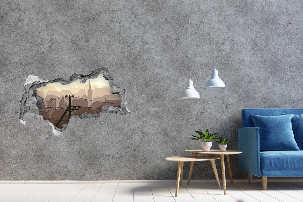 Fototapeta dziura na ścianę 3d Miasto linia