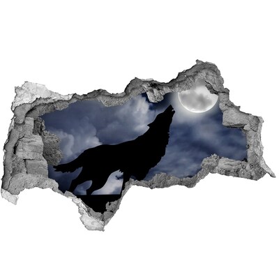 Dziura 3d fototapeta na ścianę Wyjący wilk pełnia
