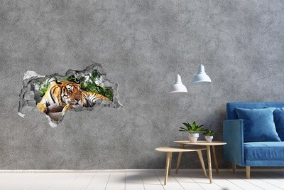 Dziura 3d fototapeta na ścianę Tygrys na skale