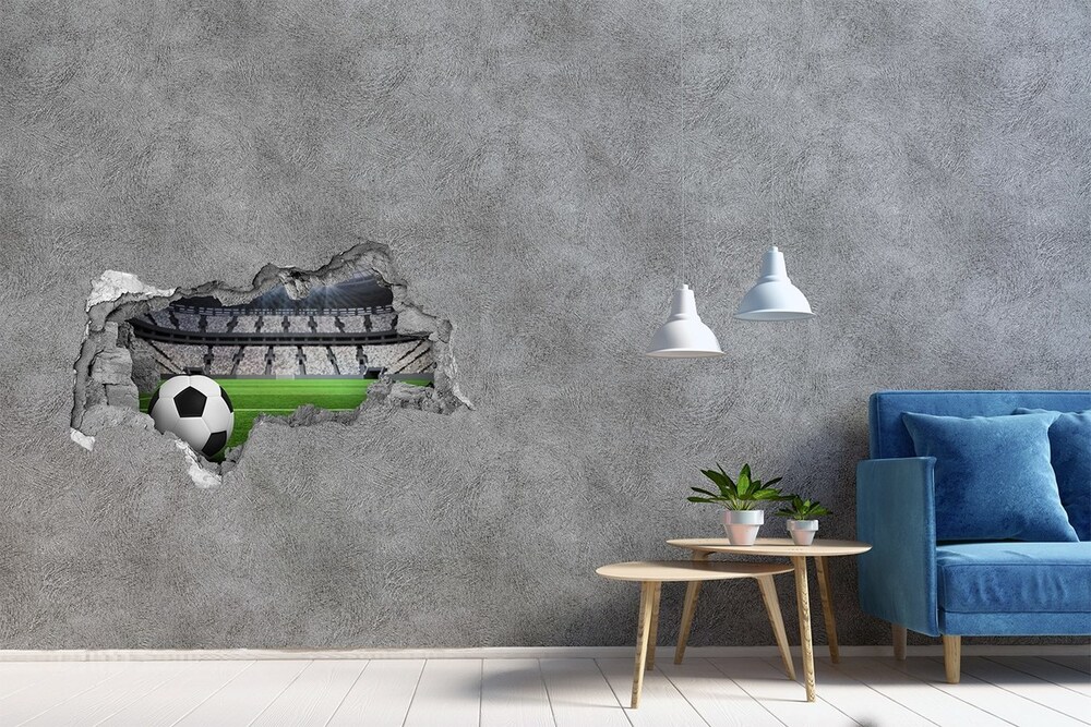 Fototapeta dziura na ścianę 3d Piłka na stadionie