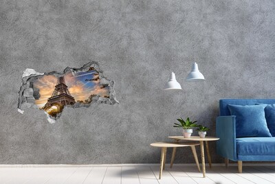 Fototapeta dziura na ścianę 3d Wieża Eiffla Paryż