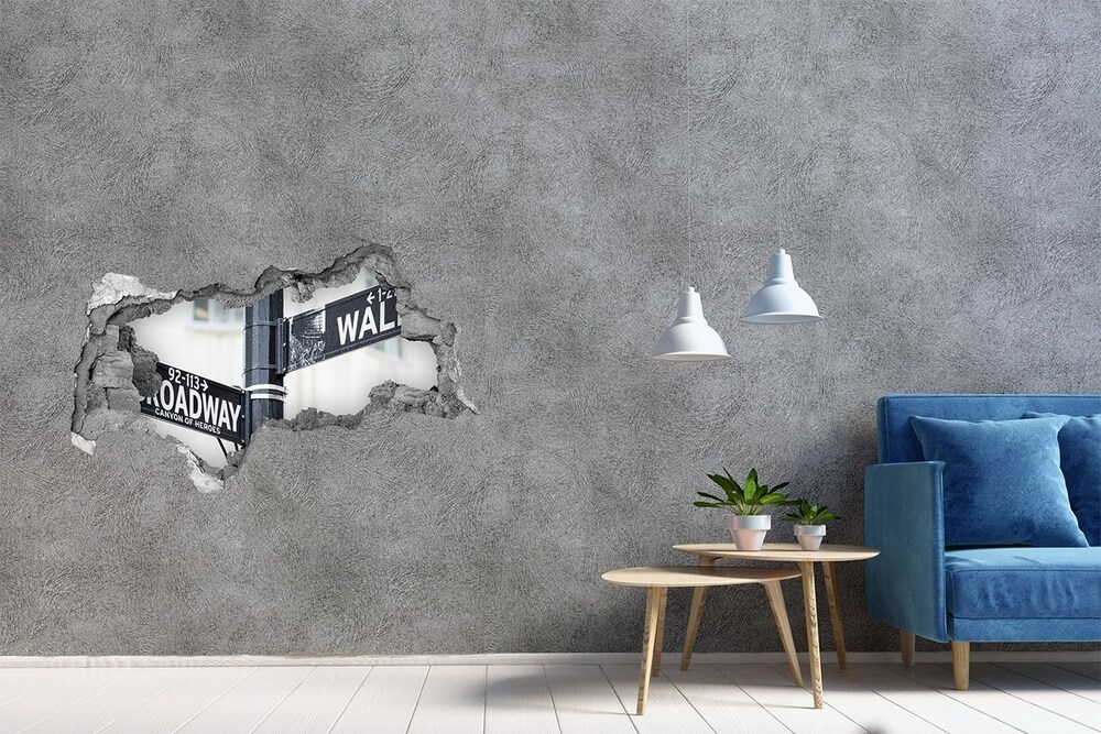 Fototapeta dziura na ścianę 3d Wall street znak
