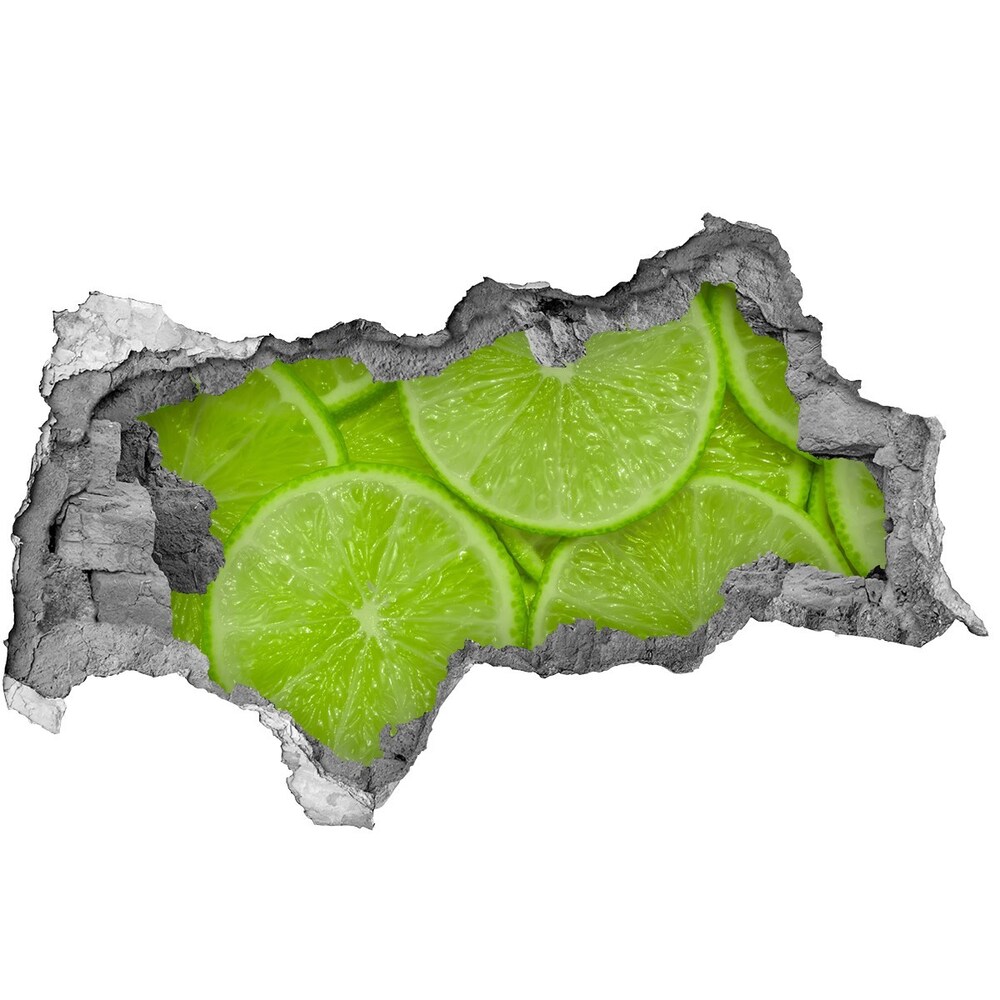 Naklejka 3D dziura na ścianę beton Limonki