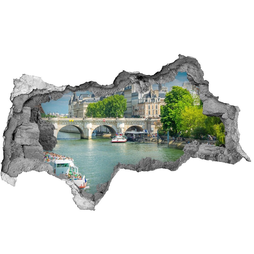 Fototapeta dziura na ścianę 3d Sekwana Paryż