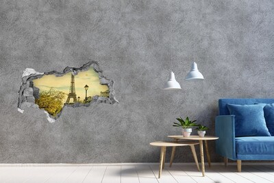 Fototapeta dziura na ścianę 3d Wieża Eiffla Paryż