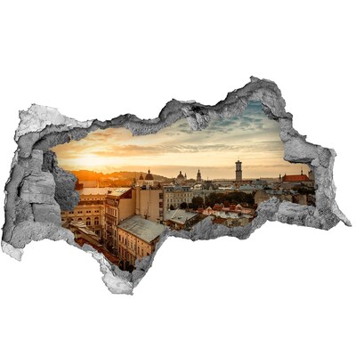 Fototapeta dziura na ścianę 3d Wschód słońca Lwów