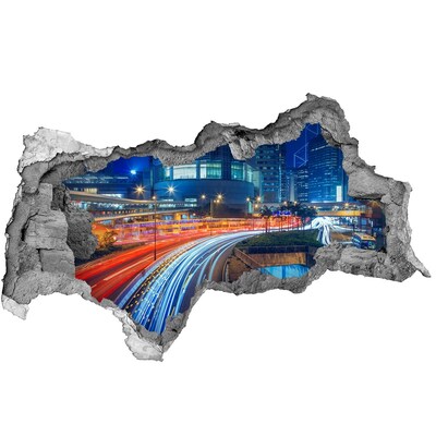 Fototapeta dziura na ścianę 3d Hongkong nocą