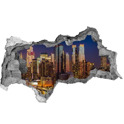 Fototapeta dziura na ścianę 3d Manhattan nocą