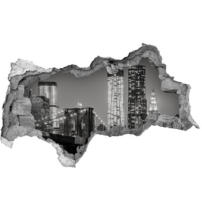 Fototapeta dziura na ścianę 3d Manhattan nocą