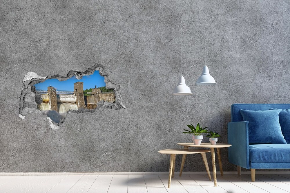 Fototapeta dziura na ścianę 3d Zapora wodna