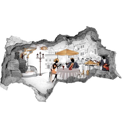 Dziura 3d fototapeta naklejka Kawiarnia