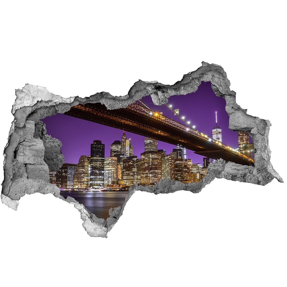 Fototapeta dziura na ścianę 3d Manhattan nocą