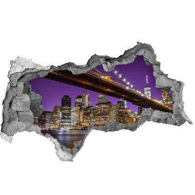 Fototapeta dziura na ścianę 3d Manhattan nocą
