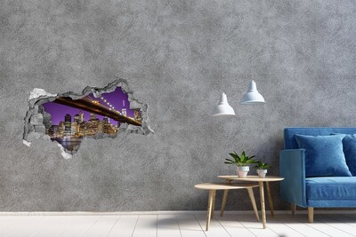 Fototapeta dziura na ścianę 3d Manhattan nocą