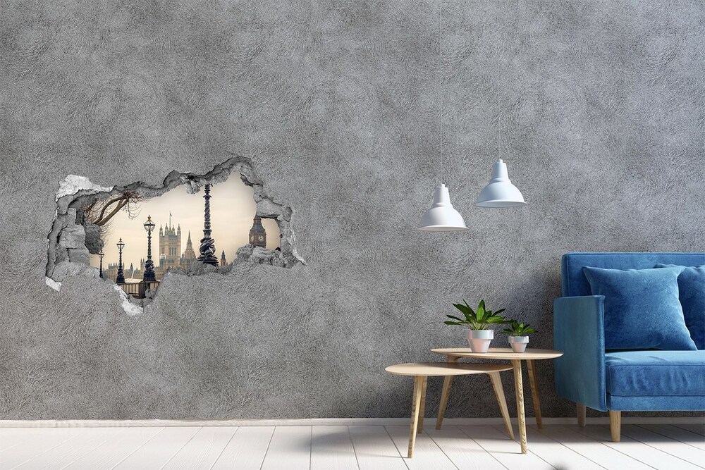 Fototapeta dziura na ścianę 3d Londyn jesienią