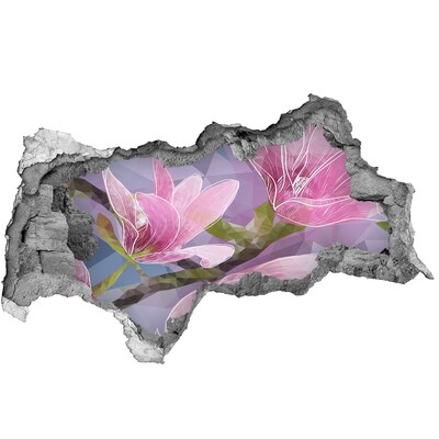 Okleina 3D dziura na ścianę Różowa magnolia