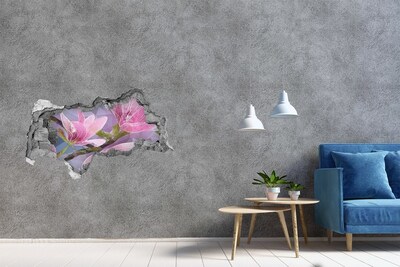Okleina 3D dziura na ścianę Różowa magnolia
