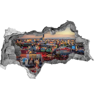 Fototapeta dziura na ścianę 3d Panorama Wrocławia