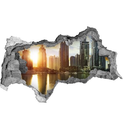 Fototapeta dziura na ścianę 3d Dubaj zachód słońca