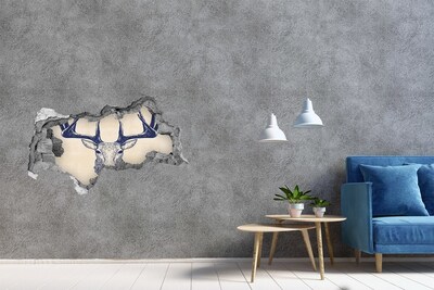Dziura 3d fototapeta na ścianę Głowa jelenia