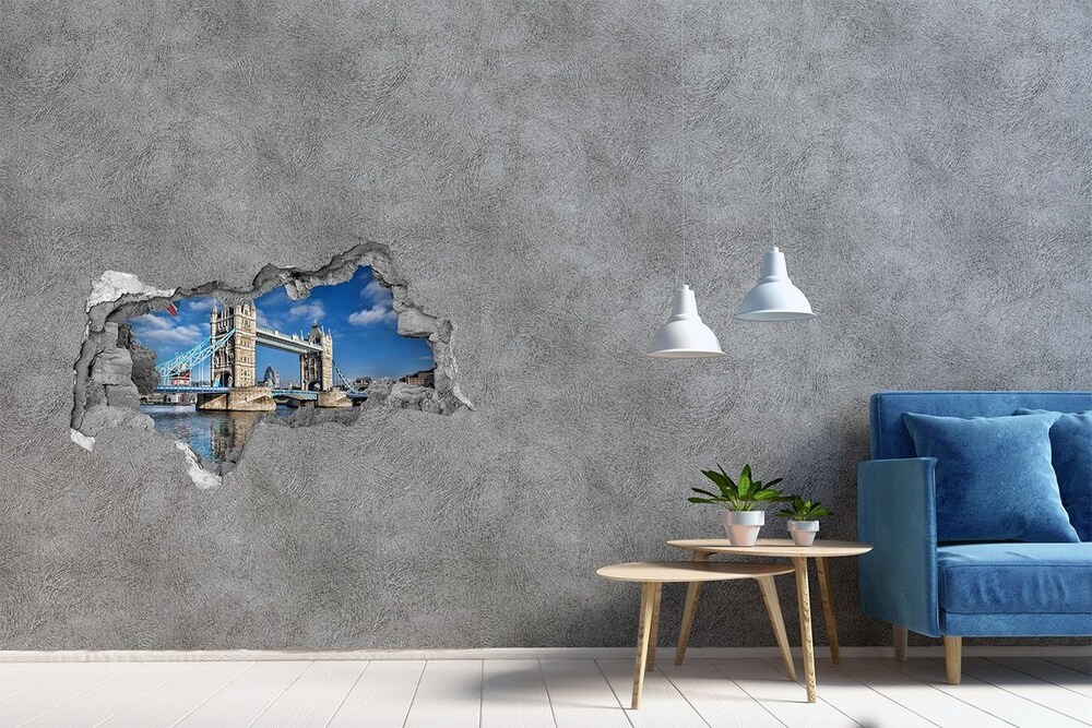 Fototapeta dziura na ścianę 3d Tower Bridge Londyn