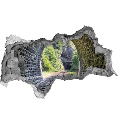 Fototapeta dziura na ścianę 3d Tunel kolejowy