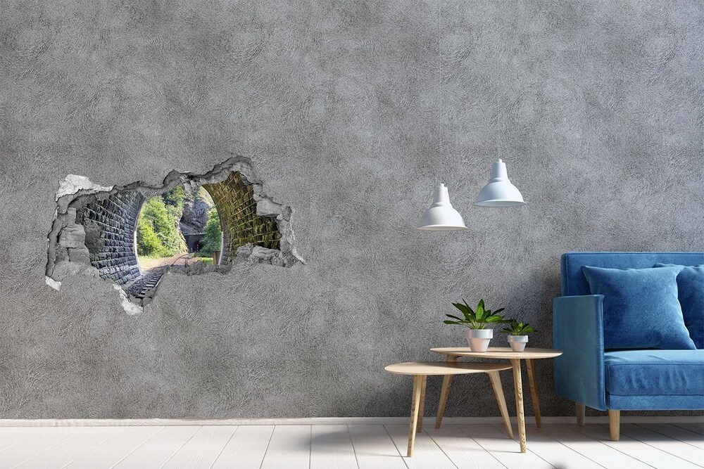 Fototapeta dziura na ścianę 3d Tunel kolejowy